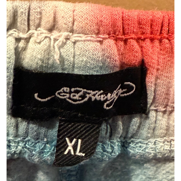 Vintage ED HARDY Skull Dagger Blue Yellow Red Tie Dye Jogger Pants Size XL RARE - Picture 4 of 7